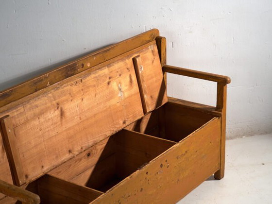 Antique painted storage bench in pine wood – Central Europe, circa 1920 – Benches (photo 26 of 40)