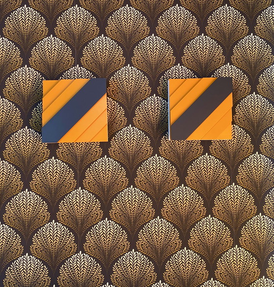 Image 1 of Set di 2 applique Op-Art di Hillebrand Space Age Vintage anni '70 Arancione