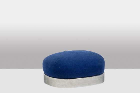 Image 1 of Valérian Rybar Pair of armchairs and pouf in chromed steel. 1970s