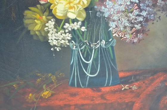 Pauline Petit (Französisch 19.-20. Jahrhundert) "Stillleben mit Blumenstrauß" Öl auf Leinwand Signiert und (photo 9 of 12)