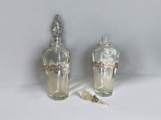 Image 1 of 2er-Set Clereluna-Parfümflaschen - mit versilbertem Zierband und dekorativem Stopfen