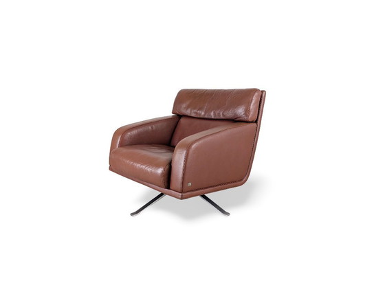 Image 1 of Poltrona girevole originale Rolf Benz in pelle, marrone, poltrona direzionale di design.