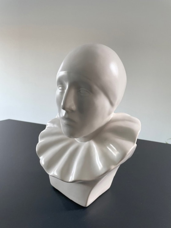 Image 1 of Buste de Pierrot vintage en céramique mate