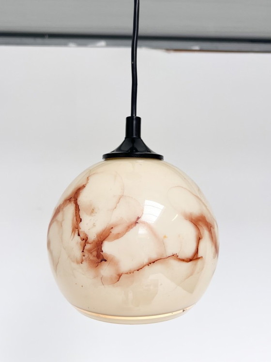 Ronde Vintage Plafondlamp Met Marmerpatroon, 1960's – Hanglampen, Glass (photo 3 of 6)