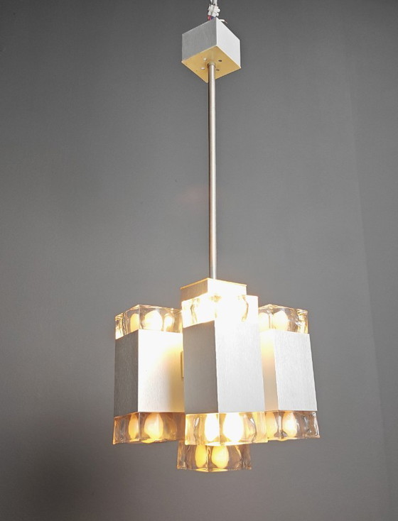 Image 1 of Lampadario cubico italiano vintage di Gaetano Sciolari, anni '70