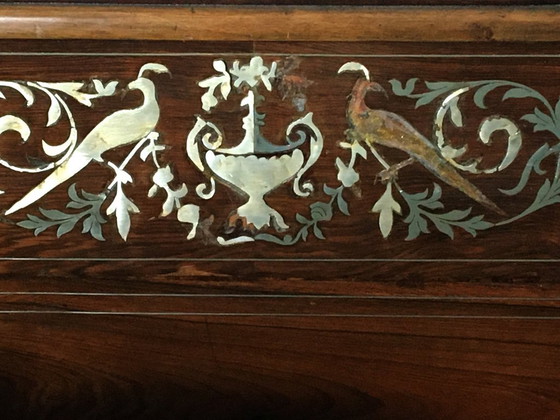 Houten ladekast met zilveren inlegwerk, Ladekasten, Anders, Bruin, Klassiek (foto 4 van 6)