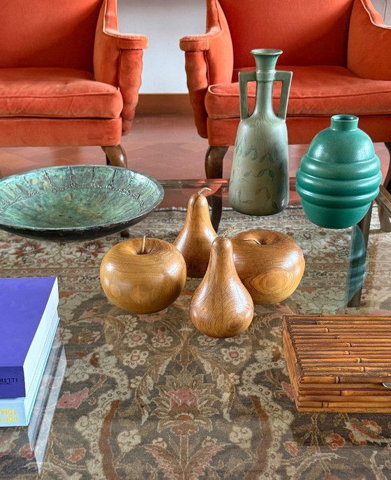 Image 1 of Service à fruits en bois de cerisier, Italie, années 1960