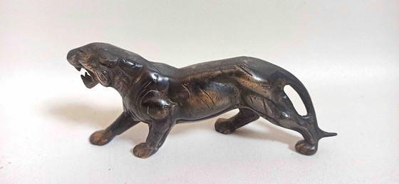 Image 1 of Fermacarte tigre in bronzo anni '50 Larghezza 22 cm