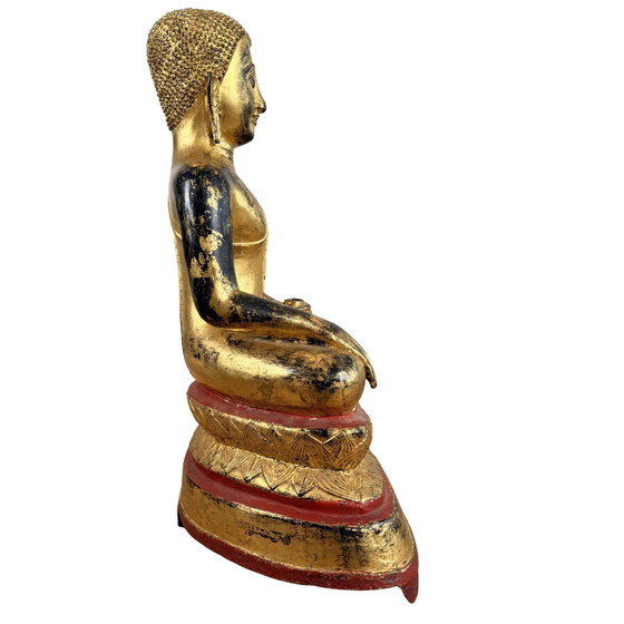 Estatua antigua de Buda birmano de bronce con cuenco de limosnas – 24,2 kg – Esculturas, Bronze (photo 4 of 10)