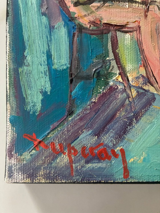 Image 1 of Grande olio su tela di Alain Duperay, Le Terrazze dei Caffè, 14 luglio