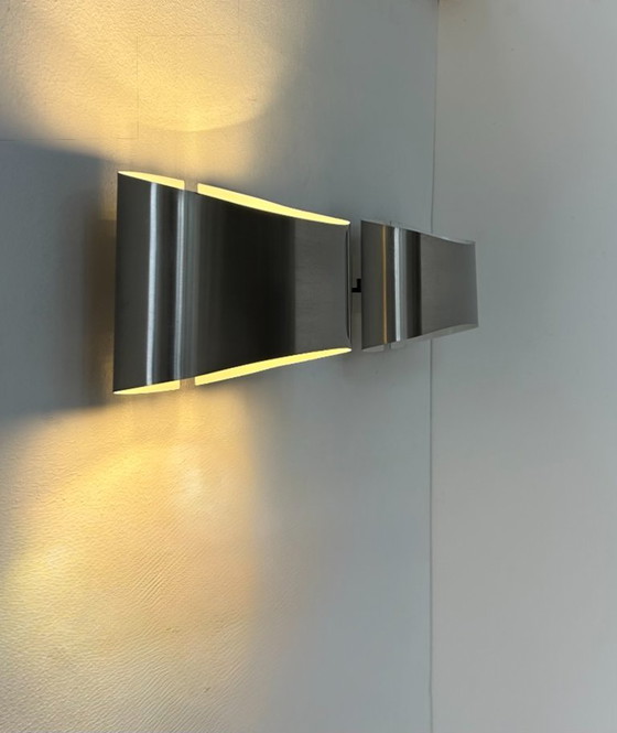 Image 1 of Coppia di applique vintage, metallo spazzolato, Francia, 1980