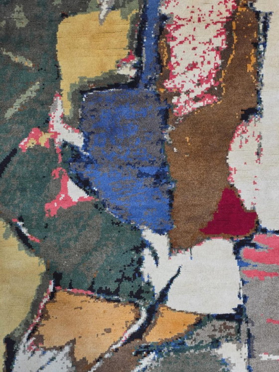Handgeknoopt wollen tapijt – Abstracte kunst geïnspireerd op André Lanskoy (260x190cm) (102x75in) (photo 9 of 9)