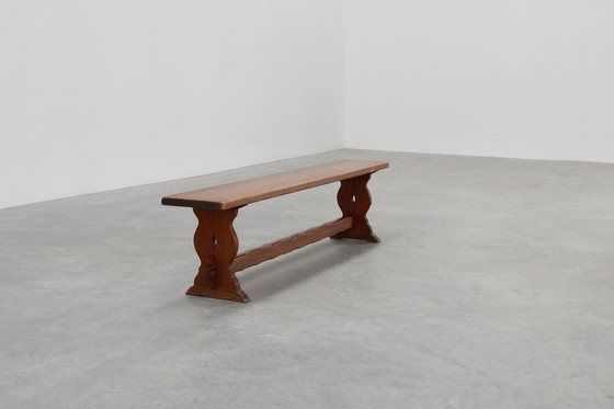 Image 1 of Rustic Oak Bench with Nice Patina, France ca. 1900