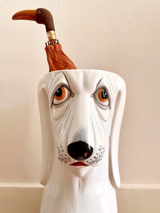 Image 1 of Regenschirmständer Hund Basset aus Keramik, Italien