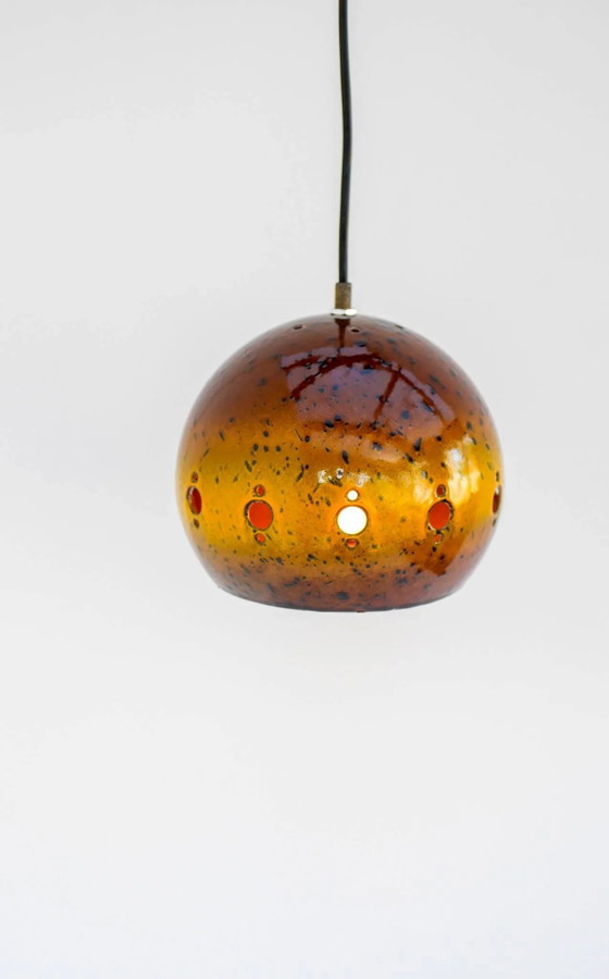 Image 1 of Suspension vintage émaillée attribuée à Hustadt Leuchten, années 1970