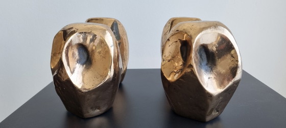Maniglie per porta vintage in ottone, Oggetti decorativi, Marrone, Brutalist (foto 2 di 6)