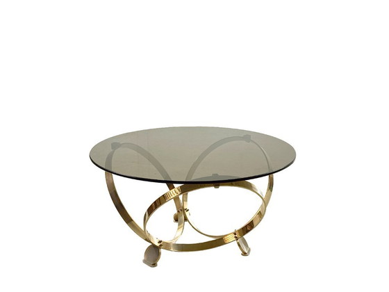 Image 1 of Knut Hesterberg Round Coffee Table in Brass with Smoked Glass