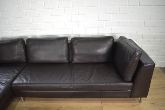 Image 1 of Leder Sofa Domino Met Kruk Ewald Schillig Leder Bank Hoekbank Sofa Couch