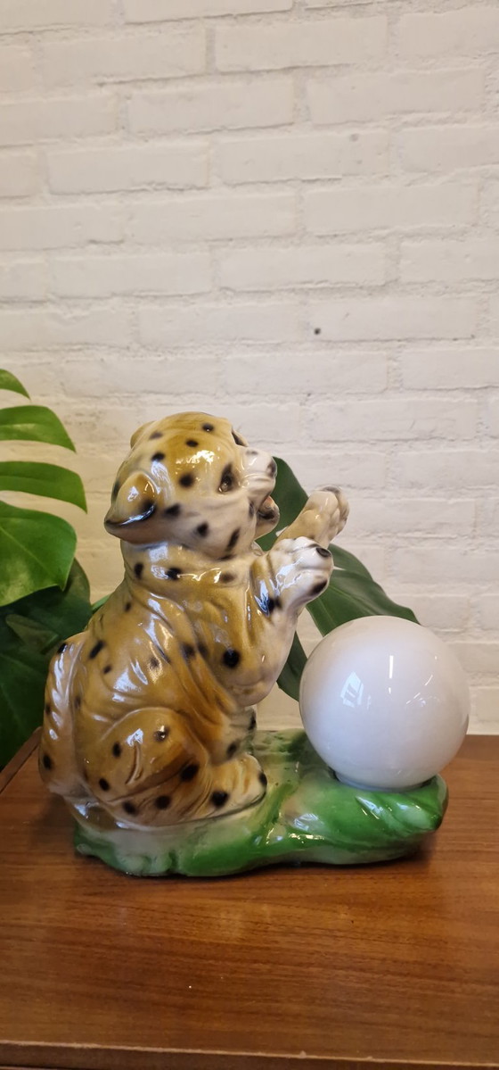 Image 1 of Lampe de table vintage unique - panthère