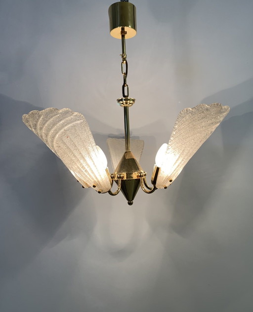 Lampadario in vetro di Murano italiano, design Hollywood Regency - anni '70