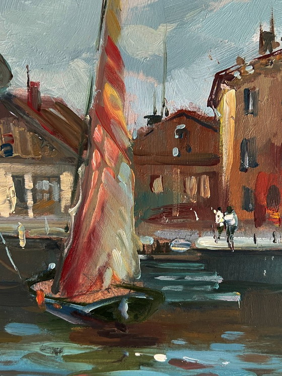 Image 1 of Dipinto ad olio originale: Paesaggio urbano, Architettura, Le antiche vie di Venezia