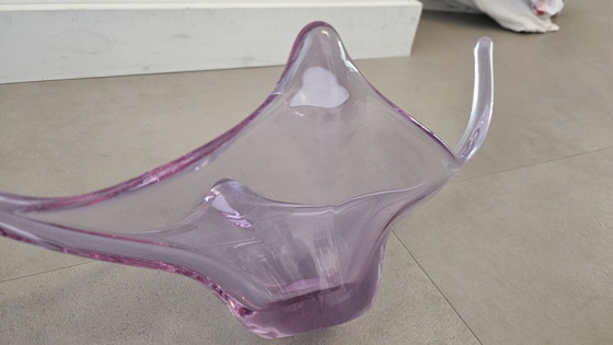 Image 1 of Glazen murano schaal lila