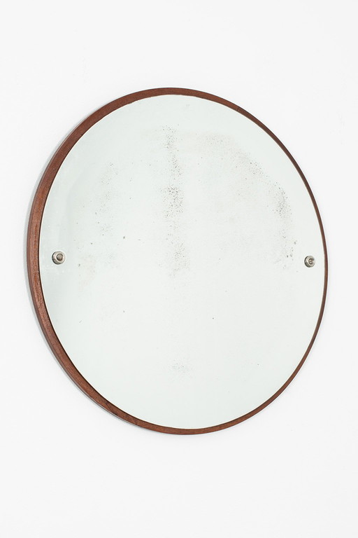 Round teak mirror