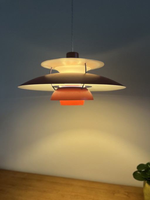 Vintage Louis Poulsen PH5 - lampe suspendue - rare rouge - '60s
