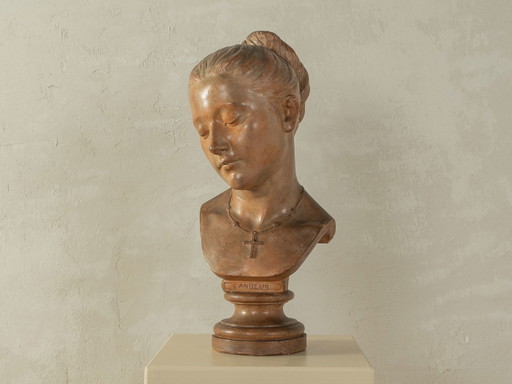 Buste en terre cuite "Candeur", Henri Émile Allouard
