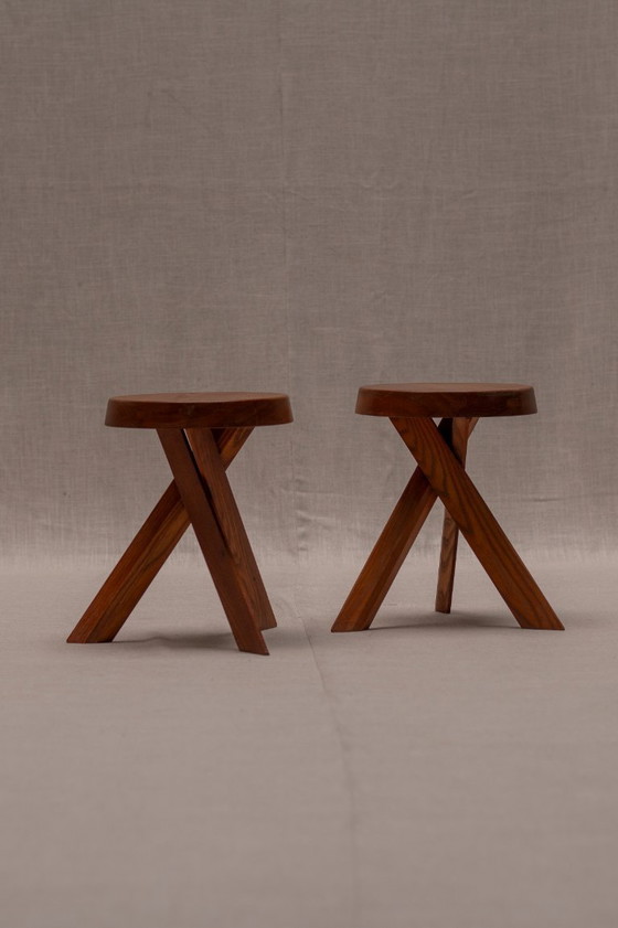 Image 1 of Frühe Serie von Hockern "S31 A" von Pierre Chapo