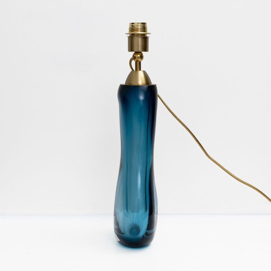 Pair Of Italian Mid-Century Blue Murano Sommerso Glass Table Lamp – Murano Glass (photo 5 of 7)