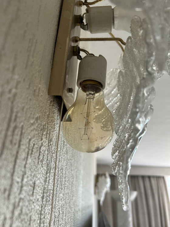 Image 1 of 1980s Murano Glass Wall Sconce with Gilted Metal Stand