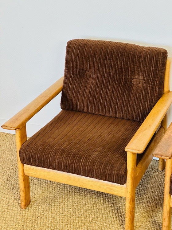 Image 1 of Ensemble de Salon modulable Vintage en Chêne et Velours Côtelé, 1960s, Set de 5