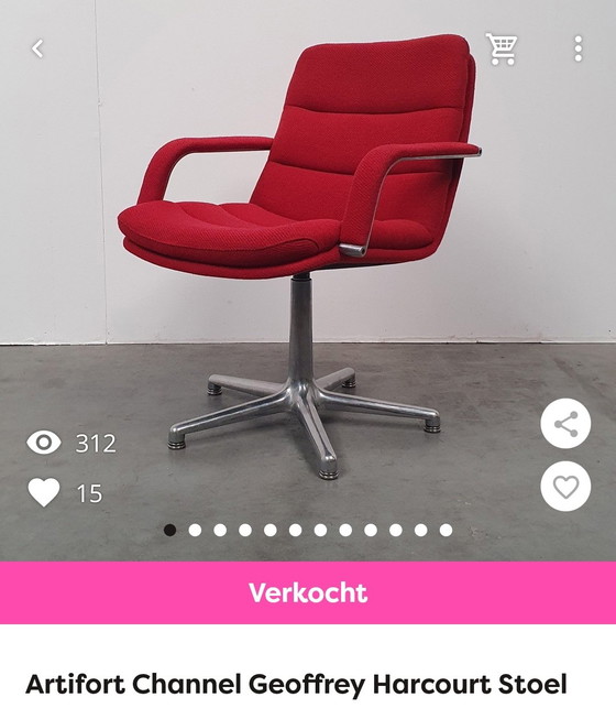 4x Vintage Artifort dining chairs, 80s style – Metal, Textile (photo 9 of 9)