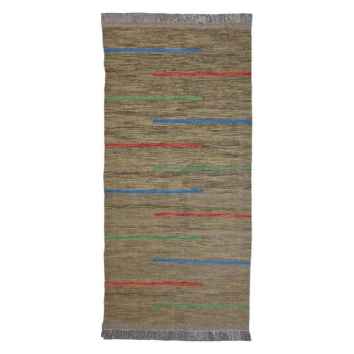 Bruine halloper – Handgesponnen wol – Handgeweven – 230 x 92 cm – vloerkleden en tapijten, Wool