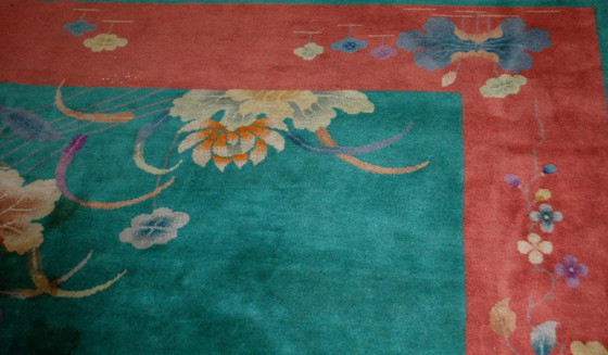Image 1 of Alfombra china antigua Art Déco hecha a mano, 273 cm x 356 cm (8,10' × 11,7'), década de 1920 - 1B462