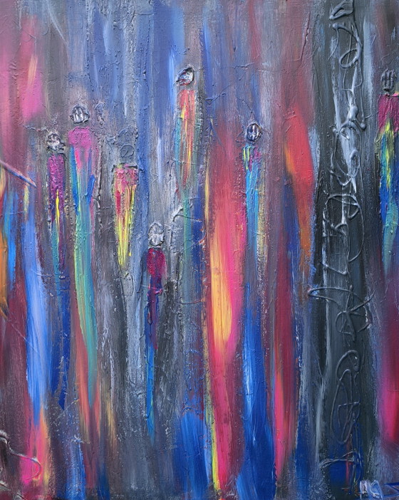 Figurines, large colorful painting. – Paintings & Drawings, Canvas (photo 8 of 11)