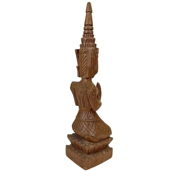 Paire de Gardiens Tephanom Thaïlandais Vintage - 51 cm - Bois de Teck Massif Sculpté à la Main - circa 1960 (photo 16 of 24)