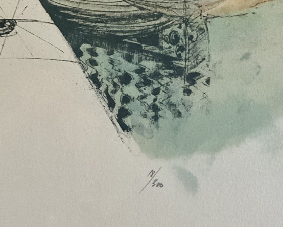 Image 1 of Lithographie originale de Rolf Rafflewski « Le Port de Lesconil » – Signée et numérotée 18/300
