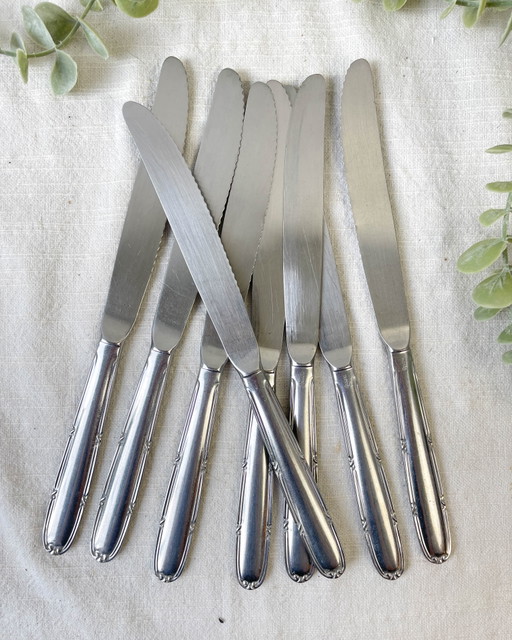8 Cuchillos Vintage de Acero Inoxidable Hechos en Francia