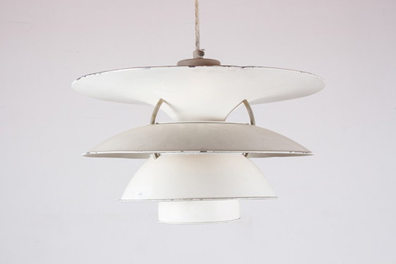 Image 1 of Danish suspension lamp in brushed metal, Model PH 6 ½ -6V Called "Charlottenborg" by Poul Henningsen for Louis Poulsen
