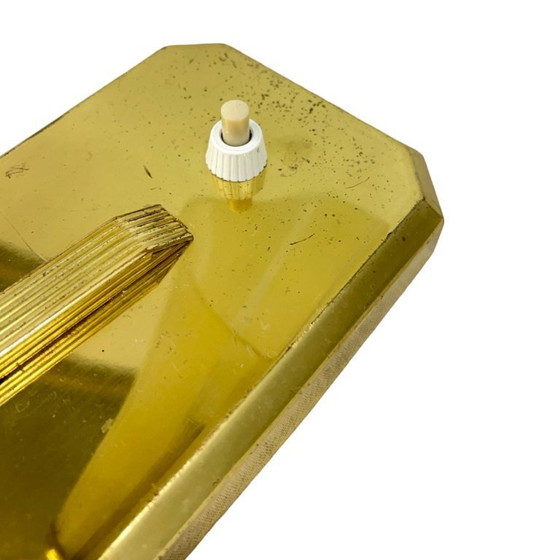 Image 1 of Art Déco/Modernistische bureaulamp, Duitsland, jaren 1950, met messing en glazen kap.