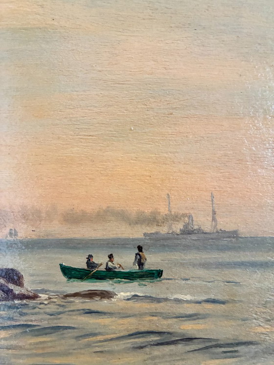 Antique Signed Sailing Ship Seascape Oil Painting – Paintings & Drawings, Wood (photo 8 of 26)