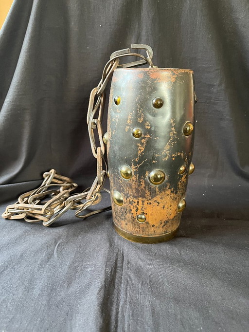 Mid Century modern NANNY STILL FOR RAAK Copper Amber Glass Ceiling Lamp