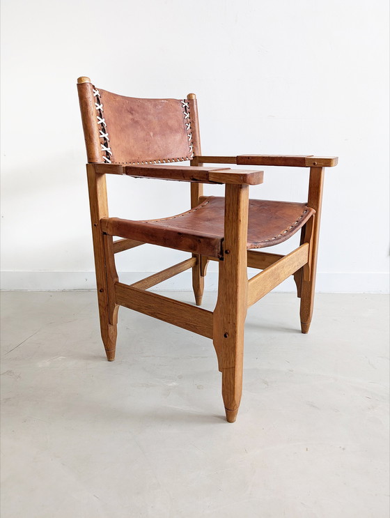 Image 1 of Arte Sano Brown Leather Safari Chair By Werner Biermann