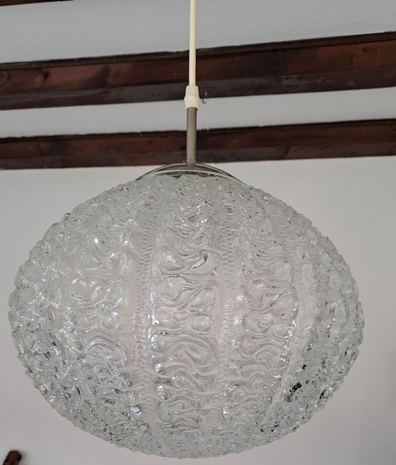 Image 1 of Mid-Century Doria Ceiling Lamp Pendant Light Frosted Glass 60s Space Age