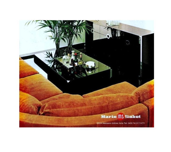 Image 1 of Mario Sabot credenza piccola in laminato marrone scuro e cromo anni '70