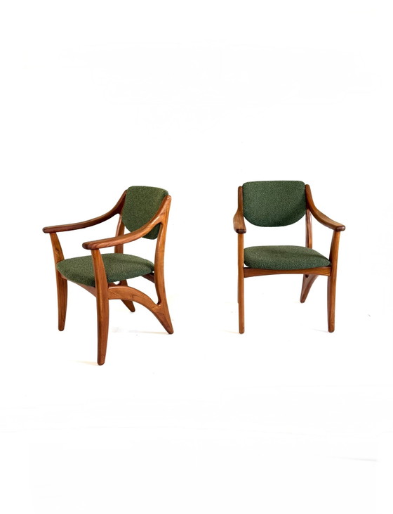2x Poltrone danesi scultoree, Anni '70 – Wood, Textile (photo 10 of 10)
