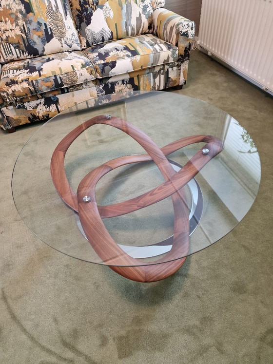 Image 1 of Mesa de centro Porada de cristal y nogal - Infinity Tavolino