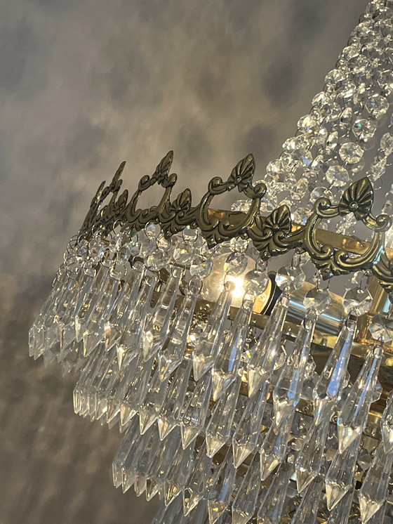 Image 1 of Lustre vintage en cristal avec pendentifs